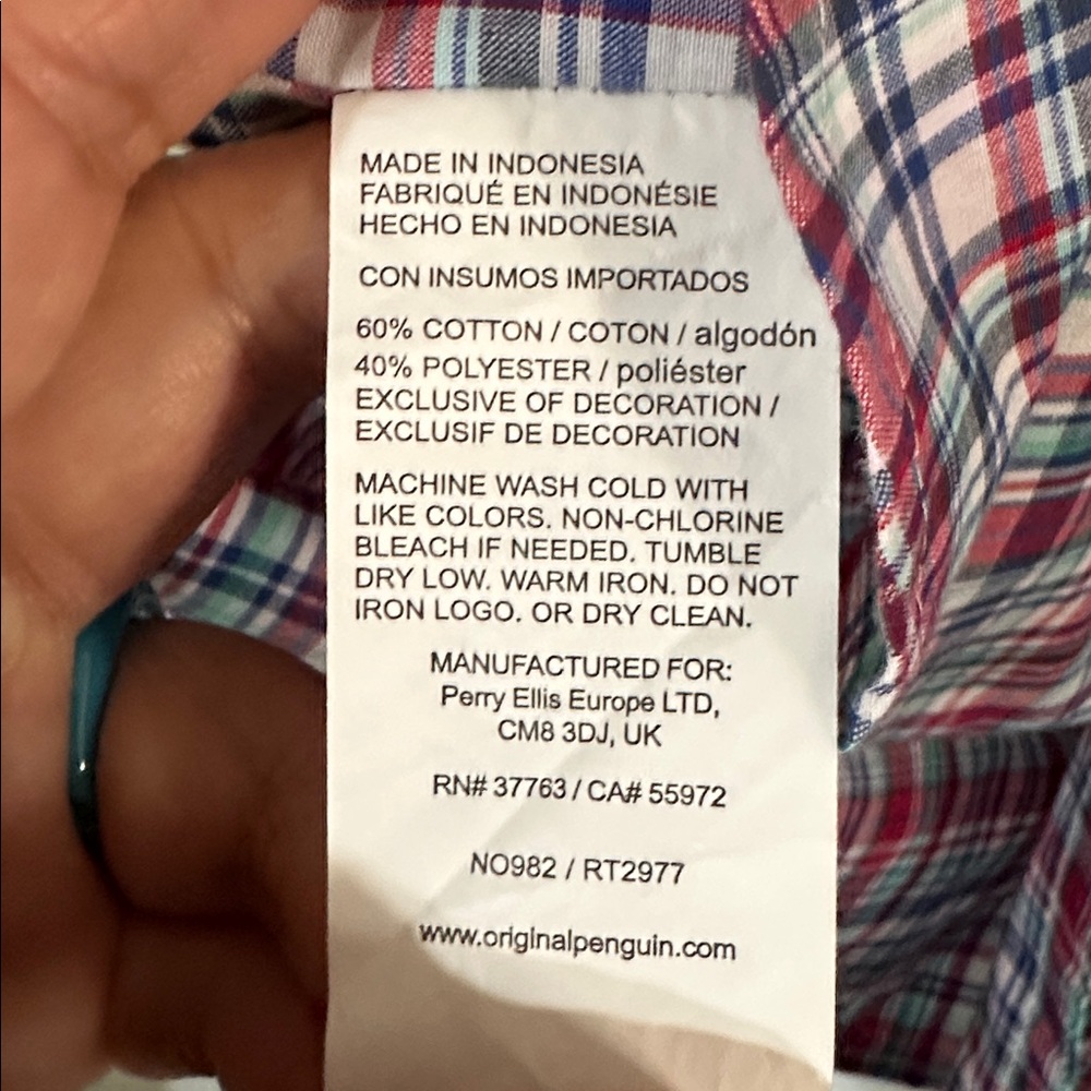 Original Penguin Red and Blue Plaid Shirt - Picture 9 of 10